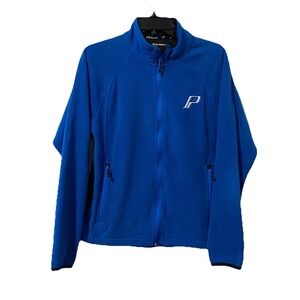Polaris Womens Fleece Blue & Black Full Zip Jacket Front Pockets Sz Medium